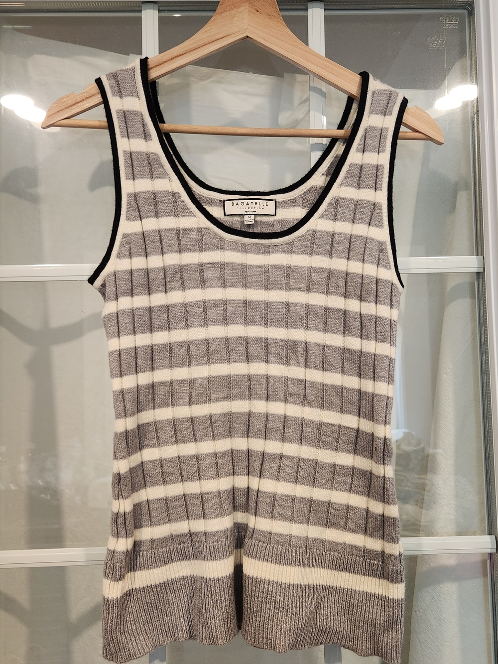 Bagatelle Black & White Striped Ribbed Tank Top